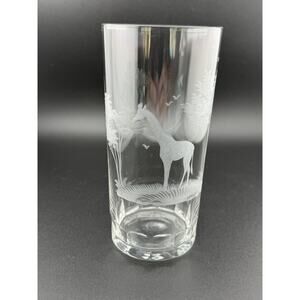 Queen Lace Crystal "Kenyan African" 5.5" Highball Glass- Giraffe- 1960s